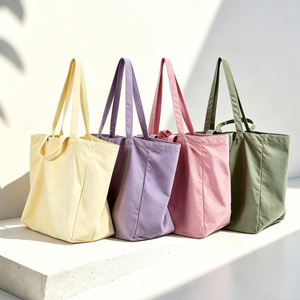 Borsa Tote in Tela di Grande Capacità, Versatile Borsa a Spalla Casual con Tasca Interna con Cerniera per Shopping, Matrimoni e Promozioni - Product Image 4