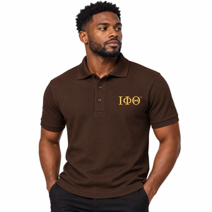 เสื้อโปโลผ้าฝ้ายเนื้อนุ่มสีน้ำตาล IOTA แขนสั้นสำหรับผู้ชาย คอปก สไตล์กรีก เหมาะสำหรับกลุ่มเพื่อนร่วมงาน ลำลอง สวมใส่สบายในมหาวิทยาลัย - Product Image 1