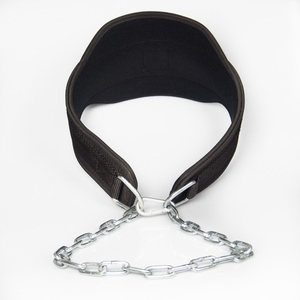 เข็มขัดนีโอพรีนปรับระดับได้พร้อมโซ่เหล็ก เข็มขัดยกน้ำหนักแบบหนาสำหรับเพาะกาย เข็มขัดนีโอพรีนสำหรับดิปบาร์ - Product Image 1