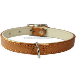 Collar de perro de cuero genuino con doble costura y relleno de alta resistencia con hardware de latón duradero sólido collar de perro mascota de todos los tamaños - Product Image 5