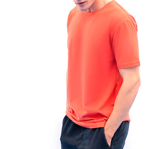 Camiseta de Manga Corta para Hombre, Cuello Redondo, Color Naranja, Corte Regular, 100% Algodón, Estilo Casual, Color Sólido, Teñido Liso, Logotipo Frontal - Product Image 4