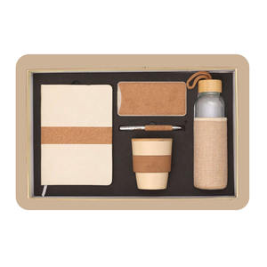 Eco Friendly Corporate PU Leather Diary Pen Water Bottle Power Bank Tumbler <b>Gift</b> <b>Set</b> Customized Color Embossed Printing - Product Image 1