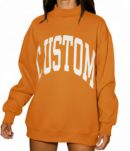 Sudadera con capucha de cuello alto para mujer, informal, holgada, de invierno, con bordado personalizado, de algodón polar ecológico - Product Image 5