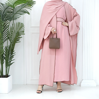 Abaya Kaftan Musulmane pour Femme en Polyester de Haute Qualité, Ouverte sur le Devant, Longue, à Manches Longues, Style Décontracté, pour Mariage et Tenue Traditionnelle Adulte