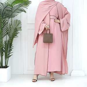 Abaya Musulmana de Alta Calidad con Frente Abierto, Kaftán de Manga Larga, Ropa Islámica Tradicional, Estilo Casual para Verano y Otoño - Product Image 5