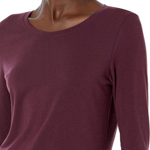 Camisetas de Alta Calidad para Mujer, Estilo Veraniego, Última Moda, Color Sólido, Algodón, Cuello Redondo, Casual, Manga Larga - Product Image 4