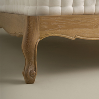 Lit en teck massif de style français haut de gamme Phoenix, finition blanchie, design classique, taille King et Queen, pour la maison et l'hôtellerie