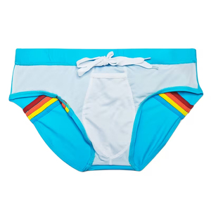 100% Polyester <b>Men's</b> Beach Wear Swimming Shorts Blue Color Mid Waist Adult's Swim <b>Trunks</b> With Custom Logo - Product Image 3