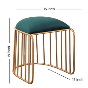 Luxury Modern Velvet <b>Vanity</b> <b>Stool</b> with Gold Wire Base-Fabric Ottoman for Bedroom Living Room Kitchen & Warehouse - Product Image 2