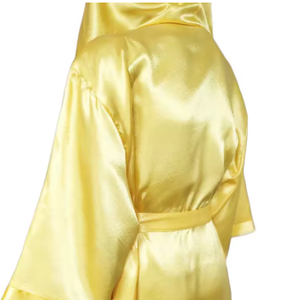 HAWK SPORTS INDUSTRIES Robe en satin de polyester à capuche jaune à manches longues avec ceinture, durable pour l'entraînement et la compétition en arts martiaux - Product Image 5
