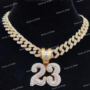 Colgante de Plata de Ley con Número 23 y Diamantes de Moissanita para Unisex, Joyería de Estilo Hip Hop - Product Image 4