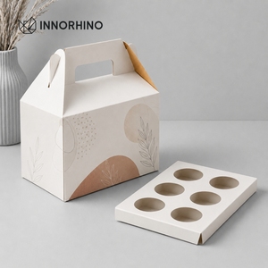 Premium Customized Gable Paper Carrier <b>Boxes</b> with Handle and Window for Bottles Cafe Bakery Donuts Takeaway Packaging OEM/ODM - Product Image 4