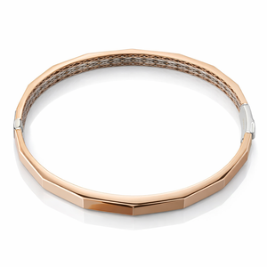 18ct Rose Gold Two Tone Geometric Faceted <b>Bangle</b> Bracelet for <b>Men</b> Minimalist Modern Design Luxury Gents Jewelry Daily Wear Party - Product Image 3