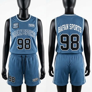 Premium 155 GSM Breathable Polyester Women <b>Mesh</b> Jersey Short <b>Set</b> Blue Athletic Fit Custom Logo Women's <b>Sets</b> - Product Image 1