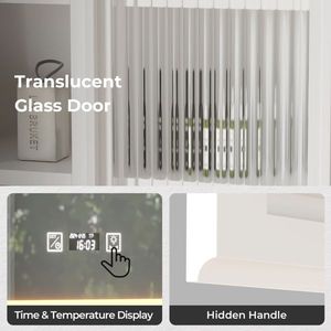 Mobiletto a Specchio Moderno Bianco in Truciolato con LED (20+8.5*28 Pollici) con 1 Anta a Specchio in Vetro e 1 Anta in Vetro Changhong - Product Image 4