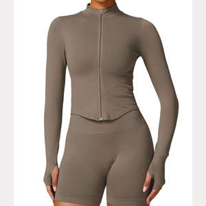 Women Yoga <b>Jacket</b> Long Sleeve Stretch Breathable Quick Dry Running <b>Workout</b> Top Slim Fit Yoga Shirts - Product Image 4