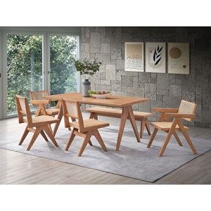 Tavolo da Pranzo Naturale con Gambe in Legno dal Design Accattivante - Product Image 5