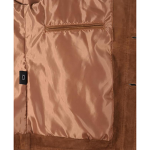 <b>Men</b>’s Genuine Goat Suede Leather <b>Jacket</b> Tan Button Front <b>Utility</b> Workwear <b>Jacket</b> Classic Collar Box Pocket Casual Coat Wholesale - Product Image 5