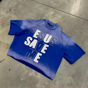Camiseta de Manga Corta Oversize para Hombre Aesus Save Me, Estilo Urbano, Algodón Jersey, Cuello Redondo, Diseño con Letras Impresas - Product Image 3