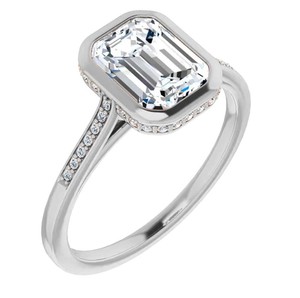 <b>Emerald</b> Cut Moissanite Bezel Setting 925 Sterling <b>Silver</b> 14K Gold Plated Luxury Engagement Wedding Promise Solitaire <b>Ring</b> - Product Image 4