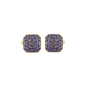 Luxury Gold Plated Navy Blue Square Cufflinks for Men Engraved Formal Shirt <b>Accessories</b> <b>Wedding</b> Business Gift Cuff Links - Product Image 5
