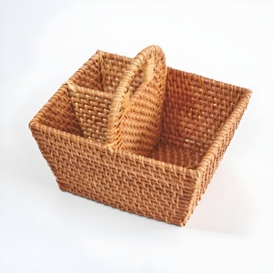 Panier à ustensiles en rotin tressé à la main, pour comptoir de cuisine, rangement de couverts, organiseur de table - Product Image 4
