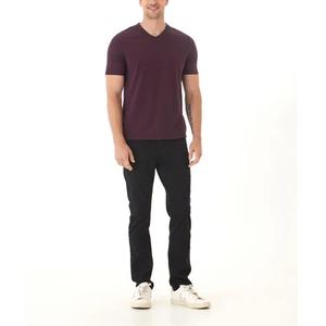 Camiseta Retro de Manga Corta con Cuello en V para Hombre, Estilo Europeo Americano, Rayas en Contraste, Color Sólido, Diseño Transfronterizo - Product Image 6