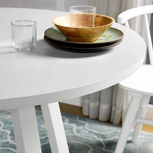 Edo Contemporary <b>Round</b> <b>Dining</b> <b>Table</b> with Trestle Base <b>White</b> Finish - Product Image 4