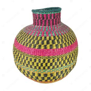 Vase en jonc de mer de style Bolga, coloré et fleuri, de la marque Vietrustic, pour la table, les aliments et les plantes. - Product Image 3