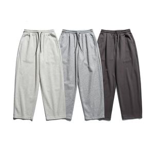 Pantalon de survêtement gris foncé pour homme, taille élastique, décontracté, plissé, avec cordon de serrage, poches latérales, respirant, en maille, pour l'automne - Product Image 3