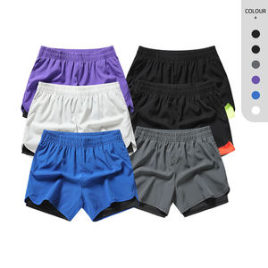 Men's Solid Color Quick Dry Polyester Sport <b>Shorts</b> Mid Waist Drawstring Closure Knitted Fabric Side Stripe 180g - Product Image 1