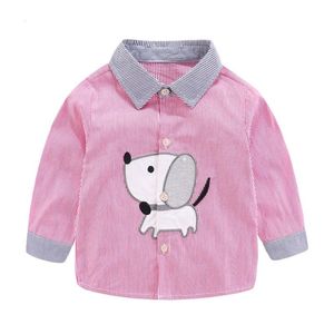 Chemise à manches longues pour garçons, couleur crème, imprimé éléphant de dessin animé, col rabattu, poche, coupe ample, haut pour enfants - Product Image 6