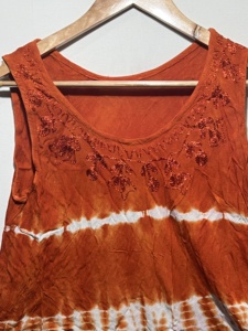 Túnica Boho sin Mangas con Estampado Tie Dye Naranja para Mujer, con Cuello Redondo |   Vestido Casual Holgado con Corte Evase para Verano - Product Image 2