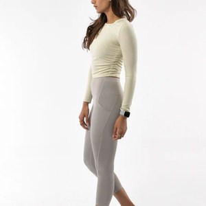 100% High Quality Ribbed Material Women's Stretchable <b>Long</b> Sleeve Shirt Short Length O Neck Body Fit Sportswear Casual Shirt - Product Image 6
