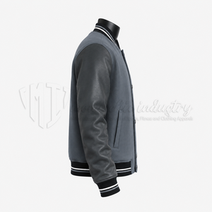 Chaqueta Varsity de Cuero PU para Hombre, Color Sólido, Cuello Camisero, Corte Regular, Estilo Casual Otoñal, Cierre de Botones de Una Sola Fila - Product Image 4