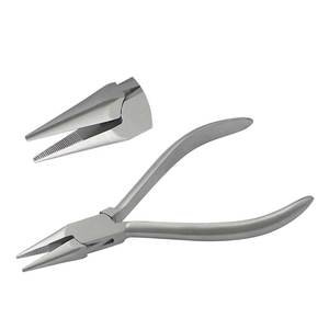 Alicates de punta de cadena de acero inoxidable de 130 mm con acabado mate, mordazas dentadas, para crimpado, fabricación de joyas, manualidades DIY, circlips, pesca, OEM - Product Image 1