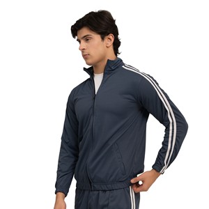 Forge Winter Casual Thin Bomber <b>Jacket</b> with Zipper Closure Stand Collar Solid Color-Navy ODM - Product Image 3