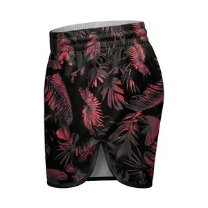 Custom Karate MMA Shorts with Tropical <b>Leaf</b> and Floral Prints Stretch 100% Cotton Professional Trunks - Product Image 2