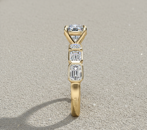 Stonewels Beaded Bezel Side Stone Engagement <b>Ring</b> Solid Gold | for Certified Lab Grown Diamond | Rose Gold Plated Luxury Prong - Product Image 5