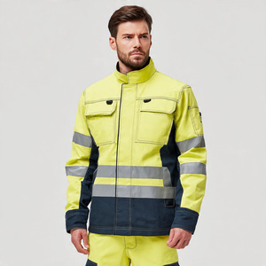 <b>Waterproof</b> Bomber Jacket Men Hi Vis Workwear Zipper Front Jacket Tops Men's High Quality Clothing Safety Jackets Outdoor <b>Work</b> - Product Image 1