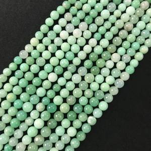 Cuentas Redondas Lisas de Crisoprasa 100% Naturales, Certificadas por IGI, Grado AA, de 7.5mm-8.5mm, Color Verde Piedra, Gemas Vivaaz con Fuego - Product Image 4