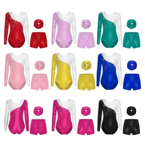 ชุดเต้นรำบอลรูมสำหรับเด็กผู้หญิงอายุ 6-16 ปี ชุดยิมนาสติก ชุดสเก็ตลีลา ชุดเลโอตาร์ดสีเมทัลลิกพร้อมกางเกงขาสั้น สำหรับการแข่งขันและการแสดงบนเวที - Product Image 1