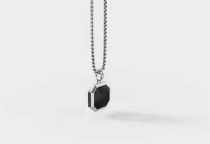 Silver Black Onyx Oval Pendant Necklace Sterling Silver Square Stone <b>Chain</b> Personalized Children's Men's Gift Jewelry Ethnic - Product Image 3