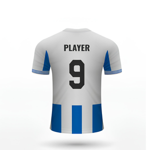 Maillot de football d'été en tissu Air-layer imprimé par transfert thermique, personnalisable, réversible, pour entraînement, gardien de but, rayé, col rond - Product Image 2