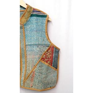 100% Cotton <b>Kantha</b> Quilted Waistcoat for Women Handmade Autumn Winter Sleeveless Vest Patchwork Floral Pattern Eco-Friendly - Product Image 4