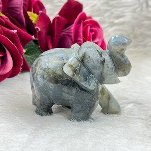Chakralume Labradorite <b>Elephant</b> Hand Carved Natural Pyrite Figurine Flash Crystal Feng Shui <b>Decor</b> From Rajasthan Wholesale - Product Image 4
