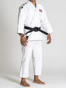 AERO AFI Kimono de Judo Blanc Unisexe en Polyester Durable Coupe Ample pour Adulte Tenue de Compétition Tissu 480g Logo Personnalisable sur le Devant - Product Image 4