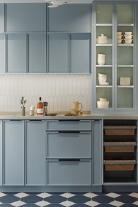 Meuble de cuisine Sanyang en bois massif de bouleau, moderne et luxueux, multifonctionnel, gris brillant, avec évier intégré, à prix abordable, armoire de rangement - Product Image 6