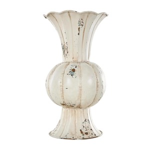 Vase en terre cuite blanche avec finition peinte effet vieilli pour la décoration de table - Product Image 1