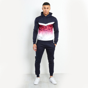 Survêtement noir pour homme, manches longues, fermeture éclair, motif géométrique, poches latérales, tenue décontractée d'automne, coupe classique - Product Image 3